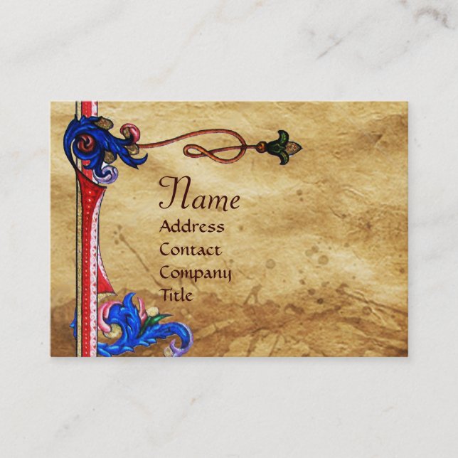 ANTIQUE FLORENTINE PARCHMENT ROTE WAX SIEGEL MONOG VISITENKARTE (Vorderseite)