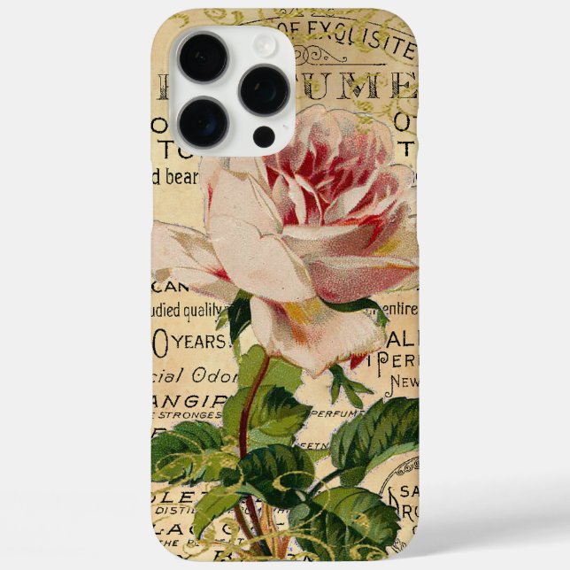 Antique French Pink Roses iPhone 16 Pro Max Hülle (Rückseite)