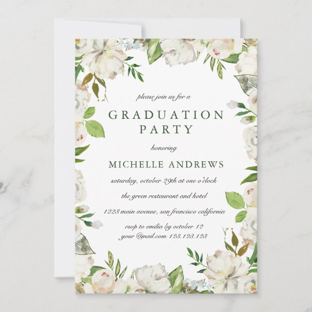 Antique Garden Chic Graduation Party Invitation (Devant)