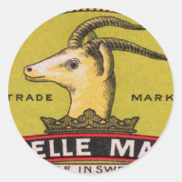 Antique Gazelle Swedish Matchbox Label