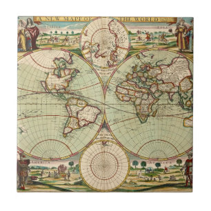 Antique Général Monde Carte Carreaux en céramique