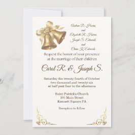 Antique Gold Bells Wedding Invitation Einladung