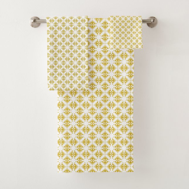 Antique Gold Damask Pattern Ensemble de serviettes (En situation)