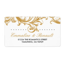 Antique Gold Floral Wedding Address Labels