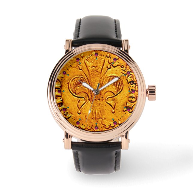 ANTIQUE GOLD FLORENTINE FORINT ARMBANDUHR (Vorderseite)