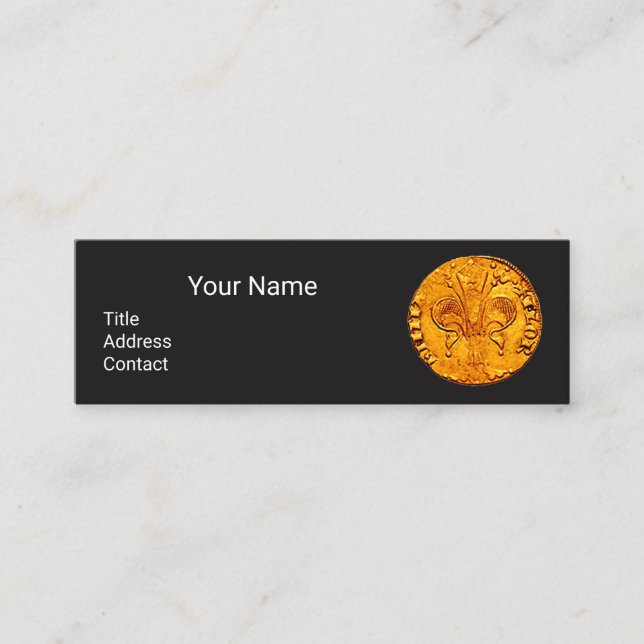 ANTIQUE GOLD FLORENTINE FORINT Black Paper Mini Visitenkarte (Vorderseite)