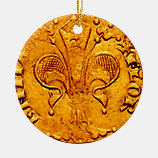 ANTIQUE GOLD FLORENTINE FORINT KERAMIKORNAMENT (Vorne)