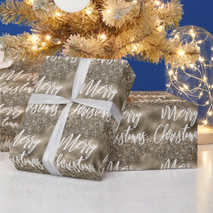 Antique Gold Foil Glitzer Frohe Weihnachtsschrift Geschenkpapier