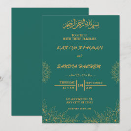 Antique Gold Frame Smaragdgrüne islamische Hochzei Einladung