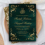 Antique Gold Frame Smaragdgrüne islamische Hochzei Einladung<br><div class="desc">Erleben Sie Ihren Gast mit dieser Hochzeitsfeier im islamischen Stil mit einem zarten Vintagen Rahmen und "Bismillah" in arabischer Kalligrafie. Fügen Sie einfach Ihre Veranstaltungsdetails zu dieser einfach zu bedienenden Vorlage hinzu,  um sie zu einer einmaligen Einladung zu machen.</div>
