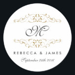 Antique Gold Geblüht Monogram Wedding Stickers<br><div class="desc">Elegantes Gold blühe Design. Match Einladung, Rsvp Karten, Porto Briefmarke und mehr im Little Bayleigh Store!</div>