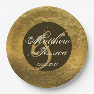 Antique Gold Imitate Personalisierter Name Pappteller