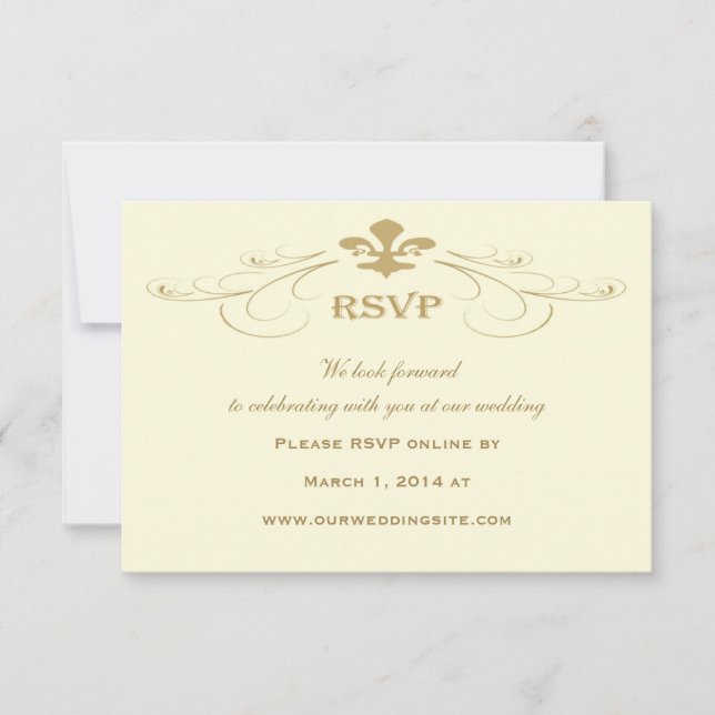 Antique Gold Lilie Wedding RSVP Cards Karte (Vorderseite)