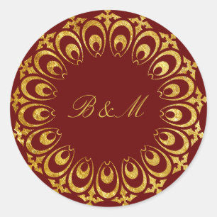 Antique Gold Motif Custom Runder Aufkleber