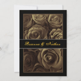 ANTIQUE GOLD Rose Bouquet Einladung zur Hochzeit