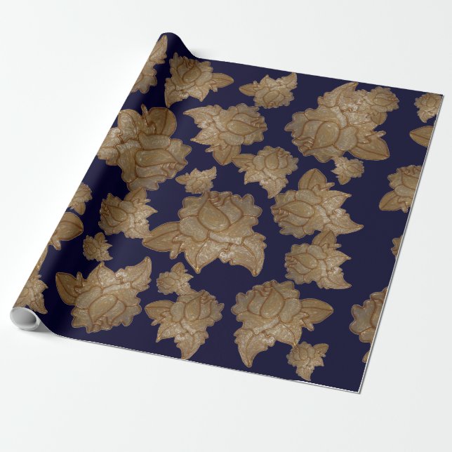 Antique Gold Rose (LG) Motiv Wrapping Paper Geschenkpapier (Ungerollt)