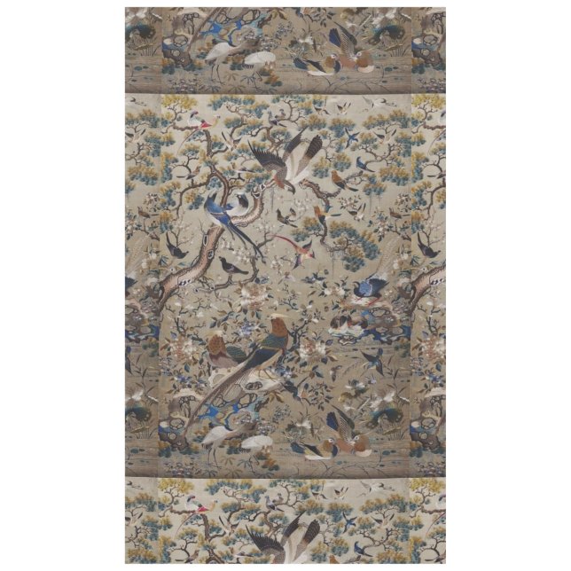 Antique, Gold, Seide, Natur, Malerei, asiatisch, V Tischdecke (Vorderseite)