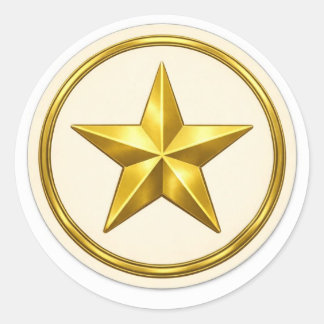 Antique Gold StarCircle   Envelope Seal Sticker