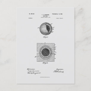 Antique Golf Ball 1902, Patent Zeichnend Postkarte