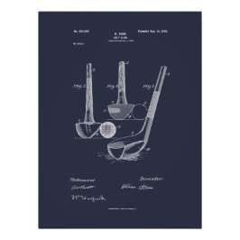 Antique Golf Club 1900, Patent Zeichnend Poster