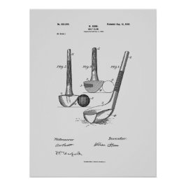 Antique Golf Club 1900, Patent Zeichnend Poster