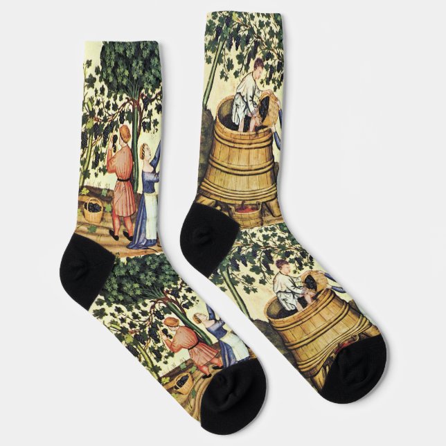 ANTIQUE GRAPE VINEYARD HARVEST  Medieval Miniature Socken (Rechts)