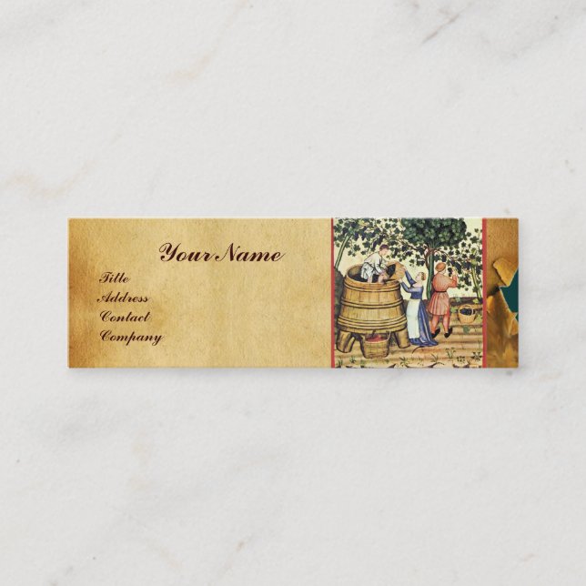 ANTIQUE GRAPE VINEYARD HARVEST WAX SIEGEL MONOGRAM MINI VISITENKARTE (Vorderseite)