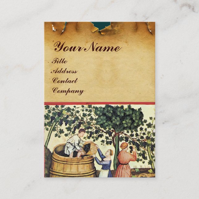 ANTIQUE GRAPE VINEYARD HARVEST WAX SIEGEL MONOGRAM VISITENKARTE (Vorderseite)