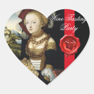 ANTIQUE GRAPE VINEYARD WINE TESTEN PARTY WAX SIEGE Herz-Aufkleber