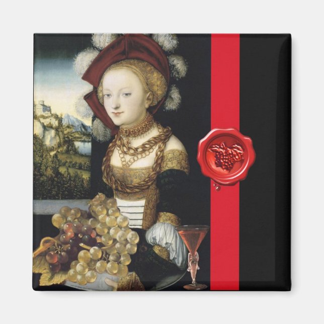 ANTIQUE GRAPE VINEYARD WINE TESTEN PARTY WAX SIEGE MAGNET (Vorne)