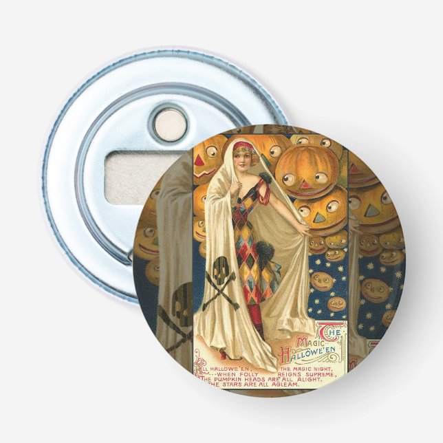 Antique Halloween Kürbislaterne Kostüm Frau Flaschenöffner (Vorderseite)