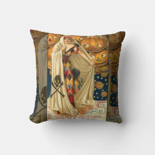 Antique Halloween Kürbislaterne Kostüm Frau Kissen