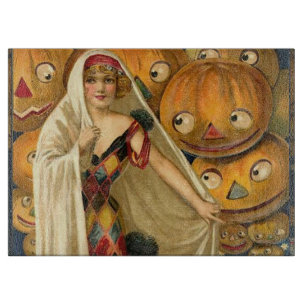 Antique Halloween Kürbislaterne Kostüm Frau Schneidebrett