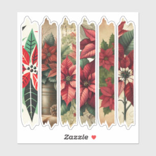 Antique Holiday Poinsettia Washi Tapanner Aufkleber