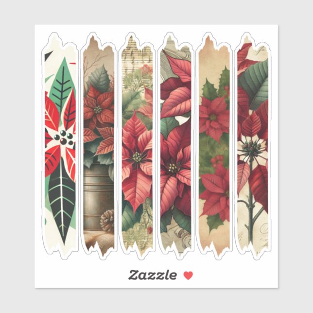 Antique Holiday Poinsettia Washi Tapanner Aufkleber (Blatt)