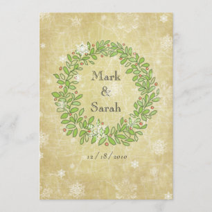 Antique Holiday Snowy Wreath Sketch Einladung