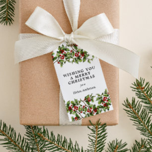 Antique Holly Weihnachtsfeiertag Geschenkanhänger