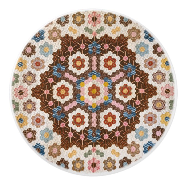 Antique Honeycomb Quilt Pattern - Kunstgewerbe Keramikknauf (Vorderseite)