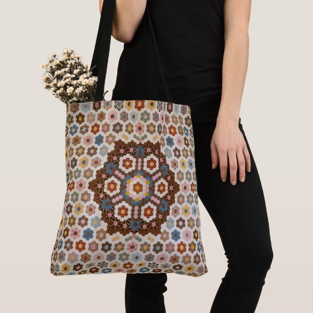 Antique Honeycomb Quilt Pattern - Kunstgewerbe Tasche (Von Nahem)