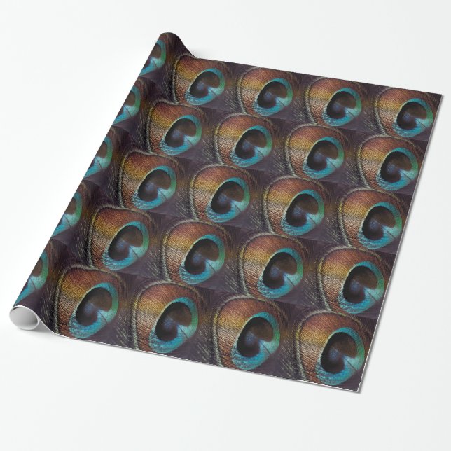 Antique Hues Peacock Federauge Auge Geschenkpapier (Ungerollt)