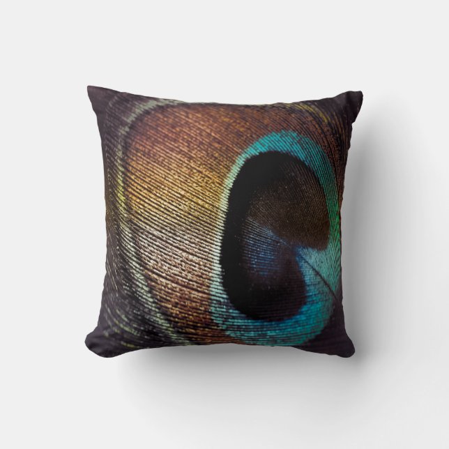 Antique Hues Peacock Federauge Auge Kissen (Vorderseite)