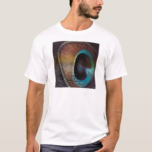 Antique Hues Peacock Federauge Auge T-Shirt (Vorderseite)
