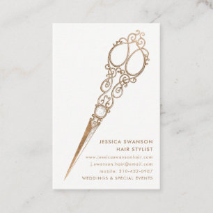 Antique Imitats Gold Shears Schere Stylist Visitenkarte