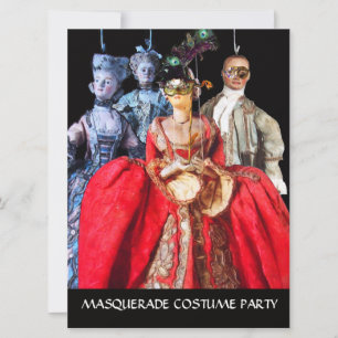 ANTIQUE ITALIENISCHE PUPPETS MASQUERADE COSTUME PA EINLADUNG