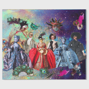 ANTIQUE ITALIENISCHE PUPPETS UND MASKEN MASQUERADE GESCHENKPAPIER