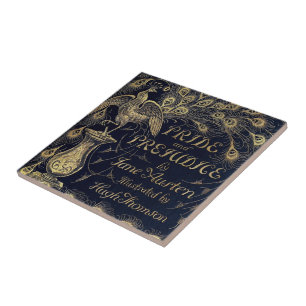 Antique Jane Austen Pride und Prejudice Pfau Fliese