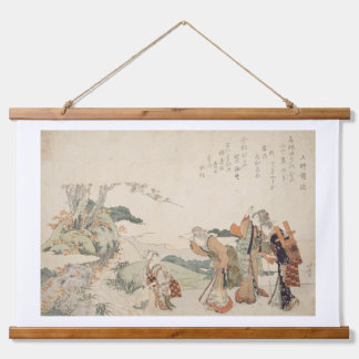 Antique Japanese Ukiyo-e Tapestry - Classical  Wandteppich Mit Holzrahmen