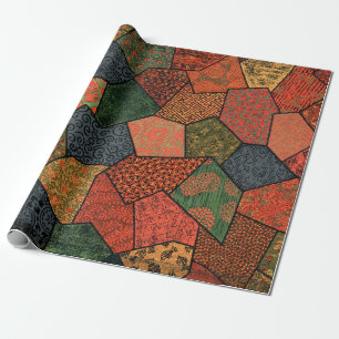 ANTIQUE JAPANISCHE BLUME,BLÄTTER,GEOMETRISCHE FLÜS GESCHENKPAPIER