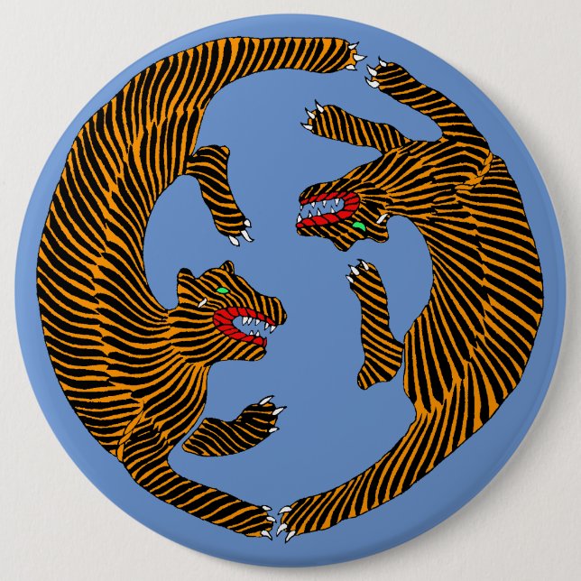 Antique japanische Folk Art Tigers Button (Vorderseite)
