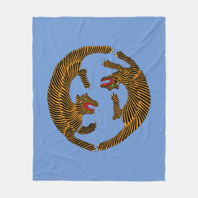 Antique japanische Folk Art Tigers Fleecedecke (Vorderseite)